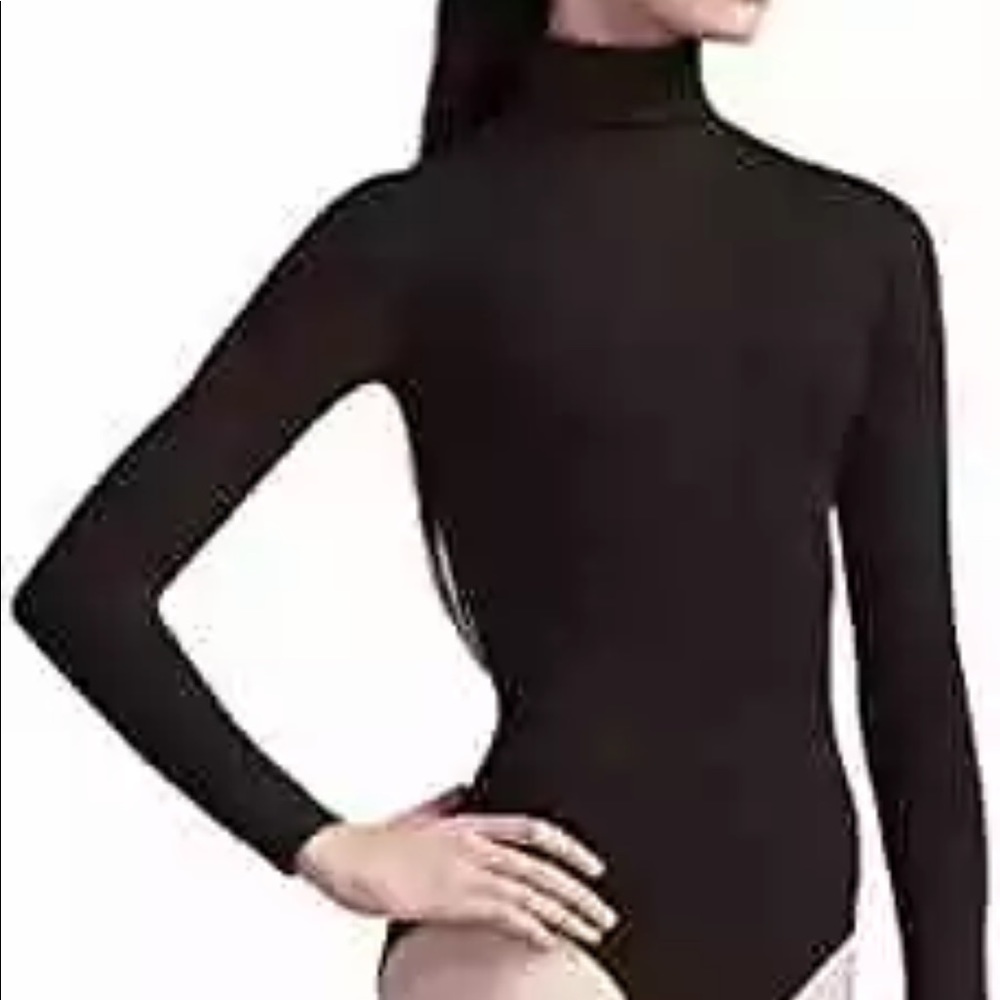 CAPEZIO Black Leotard Turtleneck long sleeves M medium